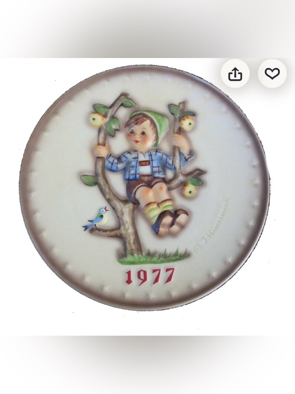 Hummel Rare 1977 Annual Porcelain Plate Porcelain Plate